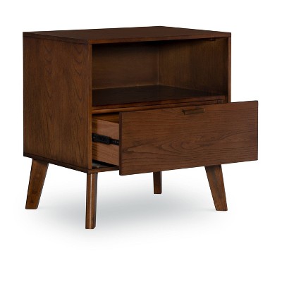 Reid Walnut Ash Veneer Mid-Century Modern 1-Drawer Nightstand