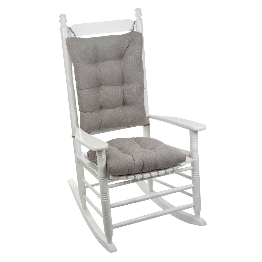 Gripper Twillo Jumbo Rocking Chair Seat and Back Cushion Set Gray: Indoor Twill Polyester Pads, Solid Half-Circle Design