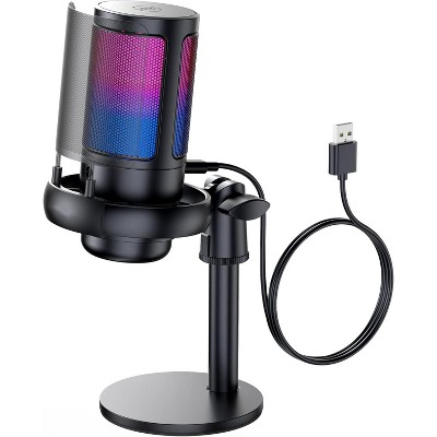 Attop Gaming Microphone, USB PC Mic for Podcasts Videos, Condenser Mic with Quick Mute, Tripod Stand, Shock Mount, Compatible with PS4/5/PC
