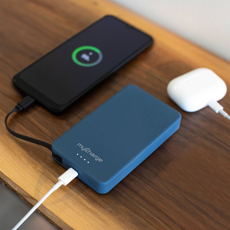 myCharge Amp Prong Plus 10000mAh/12W Output Power Bank with Integrated Charging Cable - Blue, 5 of 7