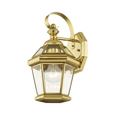 Georgetown Polished Brass Dimmable Wall Lantern with Clear Glass