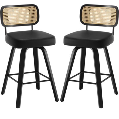 Bekrvio 26'' Swivel Counter Height Bar Stools, Black, 2 pc.