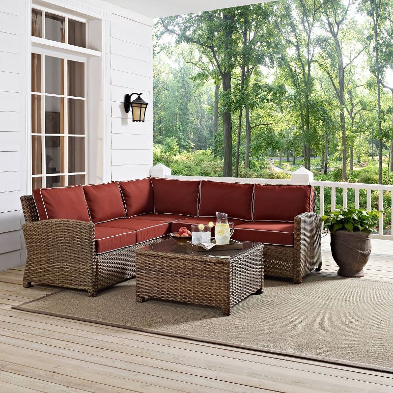Crosley 4pc Bradenton Steel Outdoor Patio Sectional Sofa Furniture Set, 2 of 13