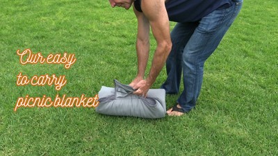Navy and Grey Waterproof Sherpa Fleece Camping Blanket