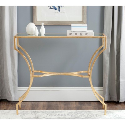 Alphonse Gold Leaf Iron and Glass Console Table