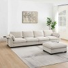 130 Inch L-Shaped Sectional Sofa with Ottoman, Sofa with Folding Table and Side Storage Pockets, Chenille Sofa with Wood Frame-Coolbibila - 2 of 4