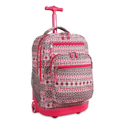 pink rolling backpack