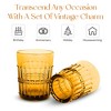 American Atelier Vintage Old Fashion 10 oz. Whiskey Glasses, Romantic Water Tumblers, Barware Glasses for Cocktails, Embossed Beaded, Set of 4, Amber - 2 of 4