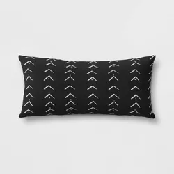 Oversize Vee Stripe Outdoor Lumbar Decorative Pillow DuraSeason Fabric™ Black - Opalhouse™