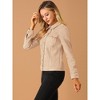 INSPIRE CHIC Women's Turn-Down Collar Flap Pockets Snap Button Faux Suede Jacket - 4 of 4