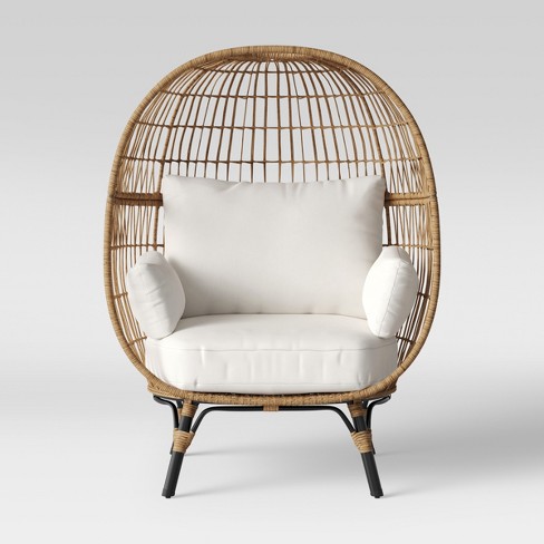 Natural Rattan Egg / Cocoon Chair with Cushion - Like New! for