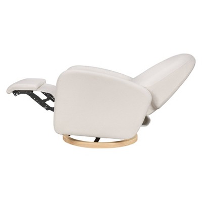 Serenity Swivel Recliner in Cream Eco-Weave with Light Wood Base