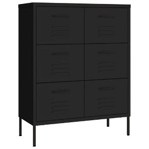 vidaXL Drawer Cabinet Freestanding Storage File Cabinet for Home Office Steel - Black - 1 of 4
