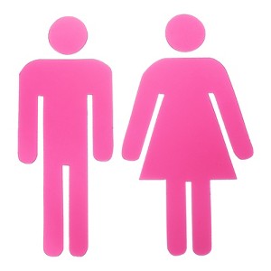 Unique Bargains Self-Adhesive Decor Business Men Women Restroom Sign 1 Set - 1 of 4