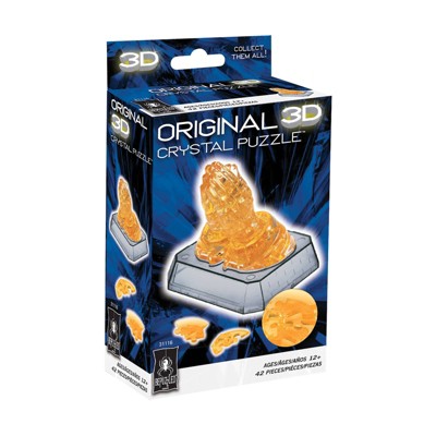 Amber Crystal Praying Hands 3D Puzzle with Clear Base