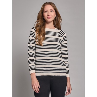 Jones New York Stripe Crew Neck Raglan Sweater