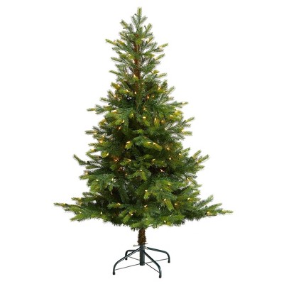 Nearly Natural 5-ft North Carolina Spruce Artificial Christmas Tree with 200 Clear Lights and 375 Bendable Branches