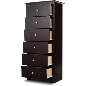 Tangkula 6 Drawers Dresser 53.5" Tall Chest Standing Storage Cabinet with Metal Knobs Wooden Chest of Drawers Brown - 1 of 4
