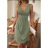 Women's Twist Front V Neck Ruffle Casual Summer Dress Sexy Elegant Sleeveless Club Party Tunic Bodycon Mini Dresses - 2 of 4