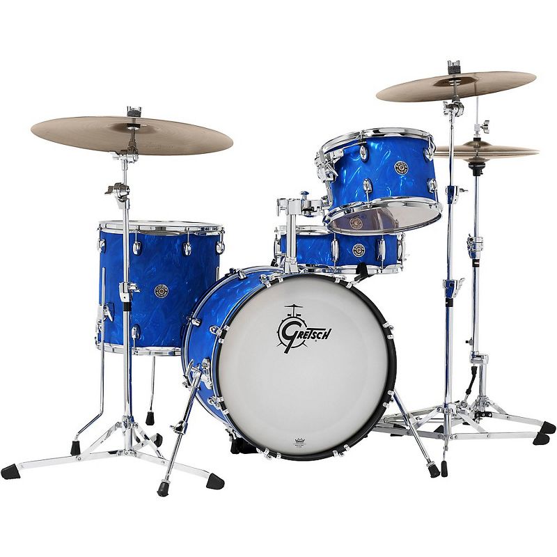 Gretsch Drums Catalina Club Jazz 4-Piece Shell Pack with 18" Bass Drum Blue Satin Flame, 1 of 6