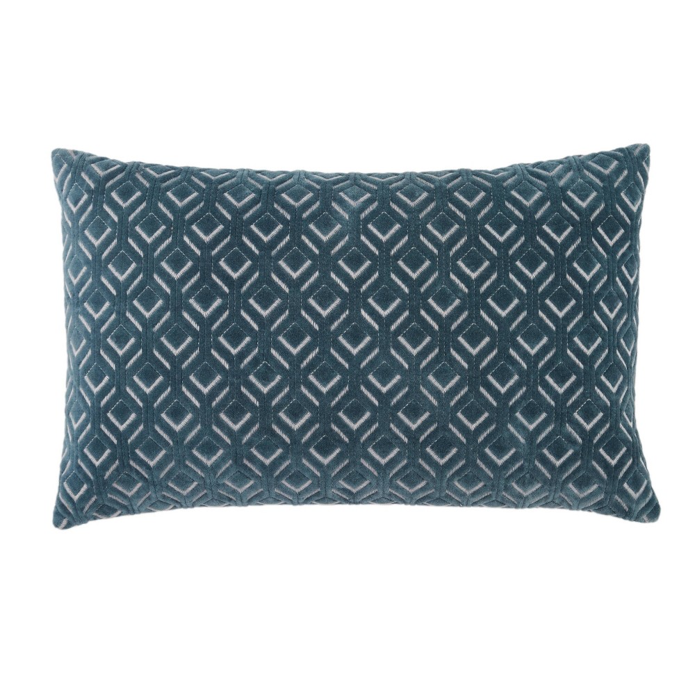 Photos - Pillow 13"x21" Oversize Colinet Trellis Lumbar Throw  Cover Blue/Silver - Jaipur Living: Woven Cotton, Indoor Use, Zipper Clo