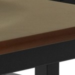 mahogany wood seat/black metal frame