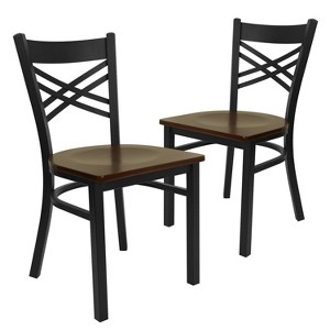 Emma and Oliver 2 Pack "X" Back Metal Restaurant Chair - 1 of 4