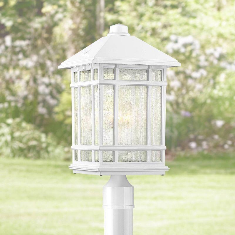 Kathy Ireland Sierra Craftsman Mission Outdoor Post Light White 18" Frosted Seeded Glass for Exterior Light Barn Deck House Porch Yard Patio Outside, 2 of 7