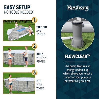 Bestway Steel Pro MAX 14 Foot Round Above Ground Pool Set with Filter Pump and Ladder