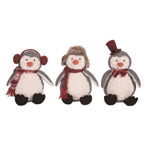 Transpac Plush Playful Penguin Set of 3 Christmas Home Decorations - image 1 of 1