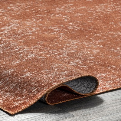 Elspeth Orange Synthetic Washable Non-slip Area Rug