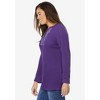 Woman Within Plus Size Embroidered Thermal Henley Tee - 4 of 4