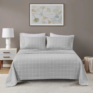 4 Pcs Elegant Oversized Cotton Flannel Sheet Sets, All Season Bedding Set, Cozy Home Textile fits Lux Bedroom Decor - 1 of 4