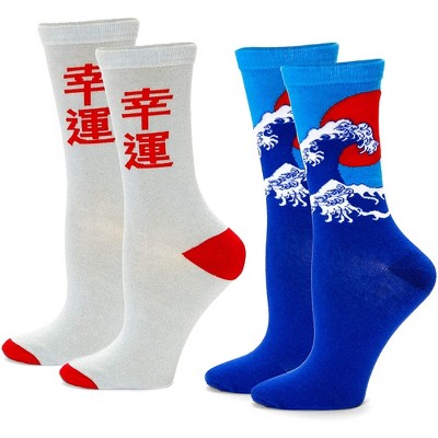 Zodaca Japan Crew Socks for Women, Fun Sock Gift Set (One Size, 2 Pairs)