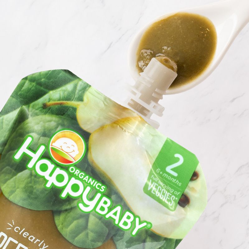 HappyBaby Clearly Crafted Green Beans Pears &#38; Spinach Baby Food Pouch - 4oz, 3 of 9
