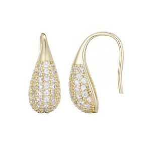Adornia 14k Gold Plated CZ Teardop Wire Earrings - 1 of 4