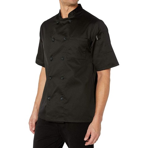Chef Code Basic Short Sleeve Coat with Pearl Buttons, Chef Jacket White L