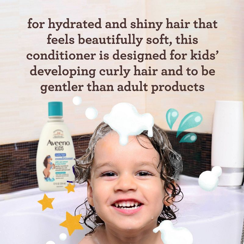 Aveeno Kids Curly Hair Hydrating Conditioner, Curly Hair Products with Shea Butter, Gentle Scent - 12 fl oz, 4 of 13