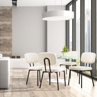 FURNIinspire Dining Chairs Armless Upholstered Mid Century Modern Dining Chairs With Faux Leather Comfortable Cushion Seat, White,19"*22"*32"