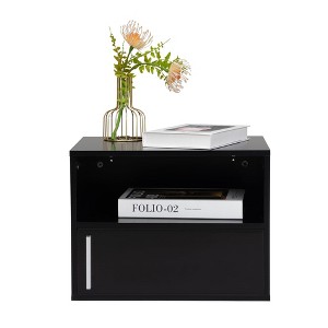 Resenkos Set of 2 Modern Floating Bedside Wall Mounted Nightstand with Drawer for Bedroom, Black - 1 of 4
