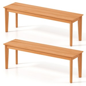 Tangkula 2PCS 55" Teak Wood Bench 3-Person Backless Seating w/ 880 LBS Weight Capacity - 1 of 4