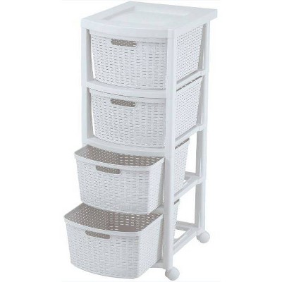 4 Drawer Rolling Cart White - Inval: Resin Material, Universal Storage Solution, 32.9" Height