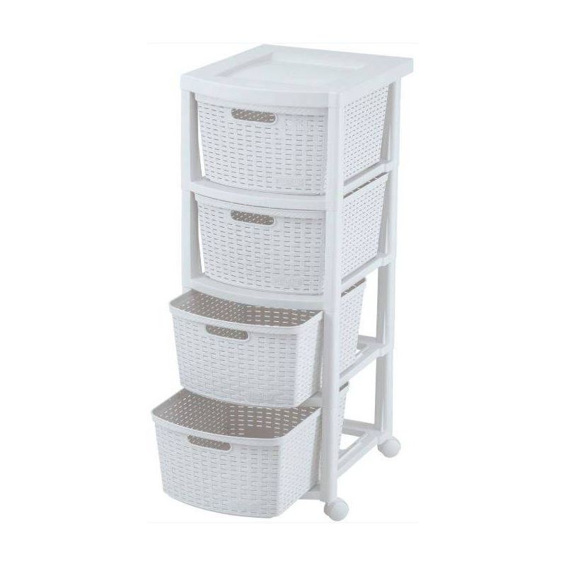 4 Drawer Rolling Cart White - Inval, 1 of 4