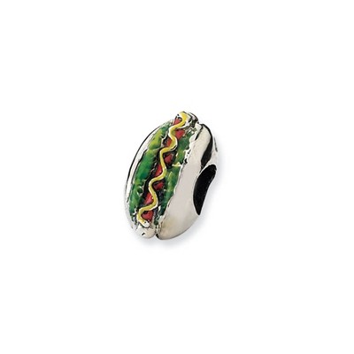 Black Bow Jewelry Sterling Silver Enameled Hot Dog Bead Charm