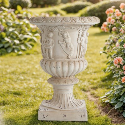 Christopher Knight Home Sethos Outdoor Mid-Century Modern Lightweight Concrete Handcrafted Garden Urn