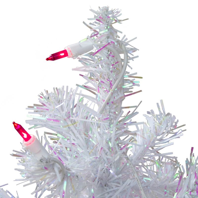 Northlight 2' Pre-Lit White Pine Slim Artificial Christmas Tree - Pink Lights, 4 of 7