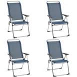 Lafuma Alu Cham Folding, Adjustable 5-Position Reclining Outdoor Mesh Sling Chair for Camping, Beach, Backyard, and Patio, Ocean Blue (Set of 4)