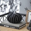 NAYSAYE Party Decoration and Accessories Fabric Pumpkin Figurine with Stripe Motif for Holiday Halloween Tabletop, Black and White, 7"*7"*7" - 2 of 4