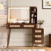 TIRAMISUBEST Vintage Makeup Vanity with Mirror and Lights, Makeup Vanity Desk with 5 Drawers and Storage Shelf, Rattan Drawer Design - 2 of 4