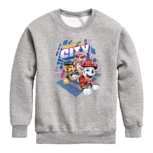 Boys' - Paw Patrol - To Adventure City Graphic Long Sleeve Fleece Sweatshirt - 1 of 4